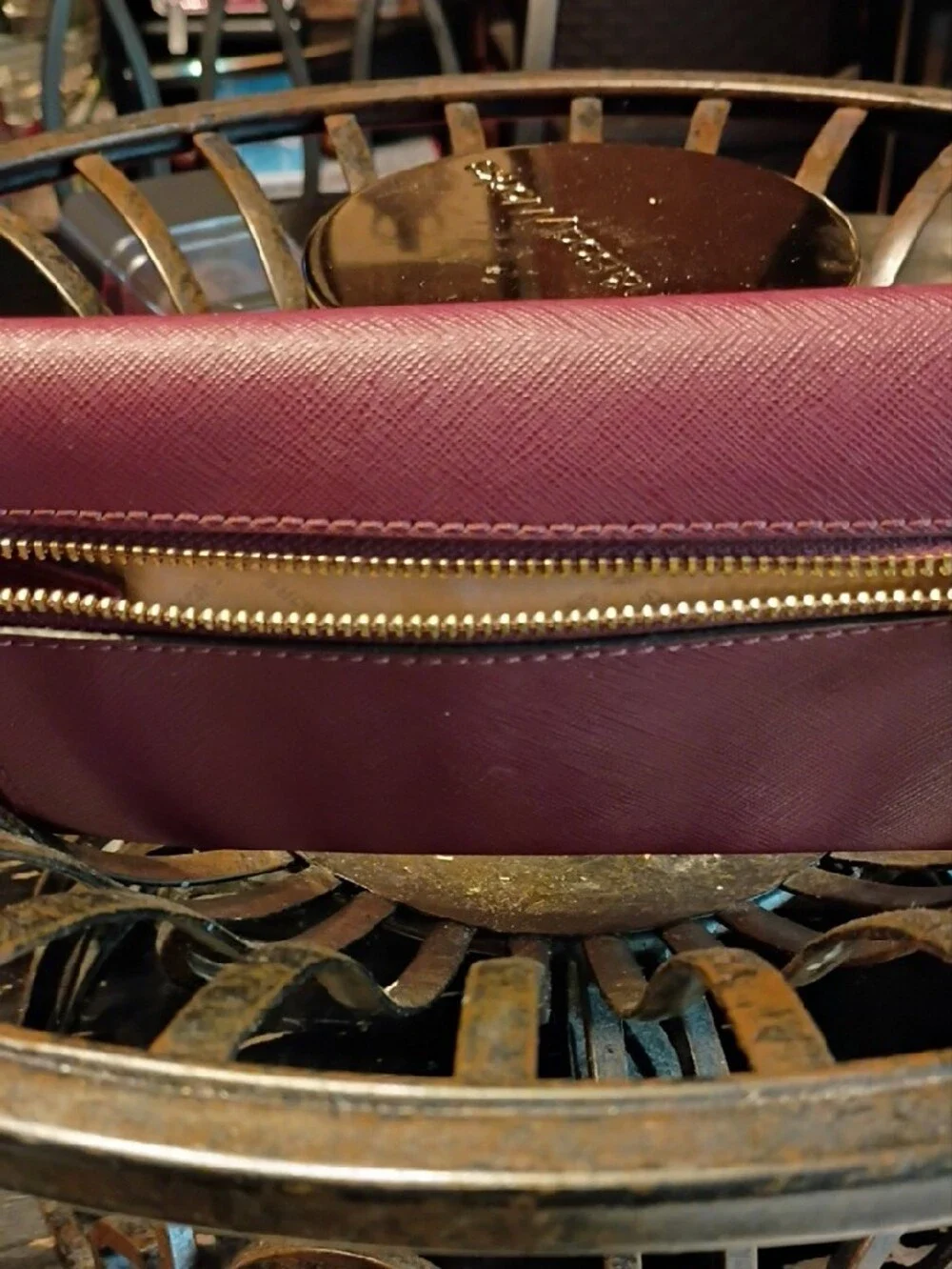 Michael Kors Saffiano Wallet in Plum with Gold Logo